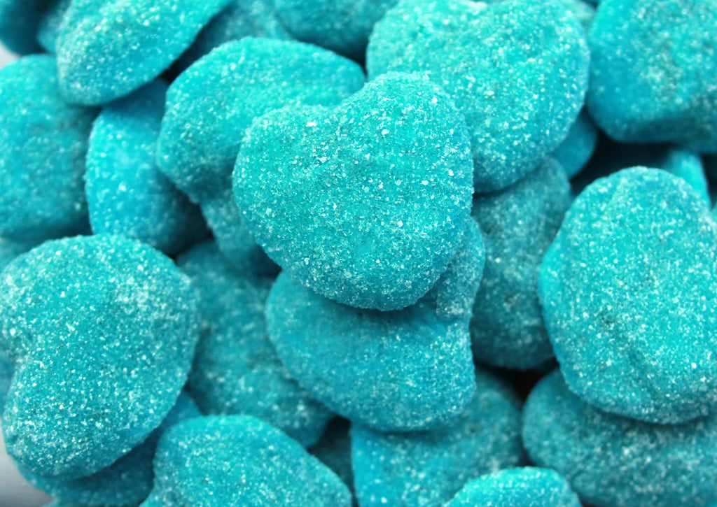 Cœur bleu fourré acide à la framboise