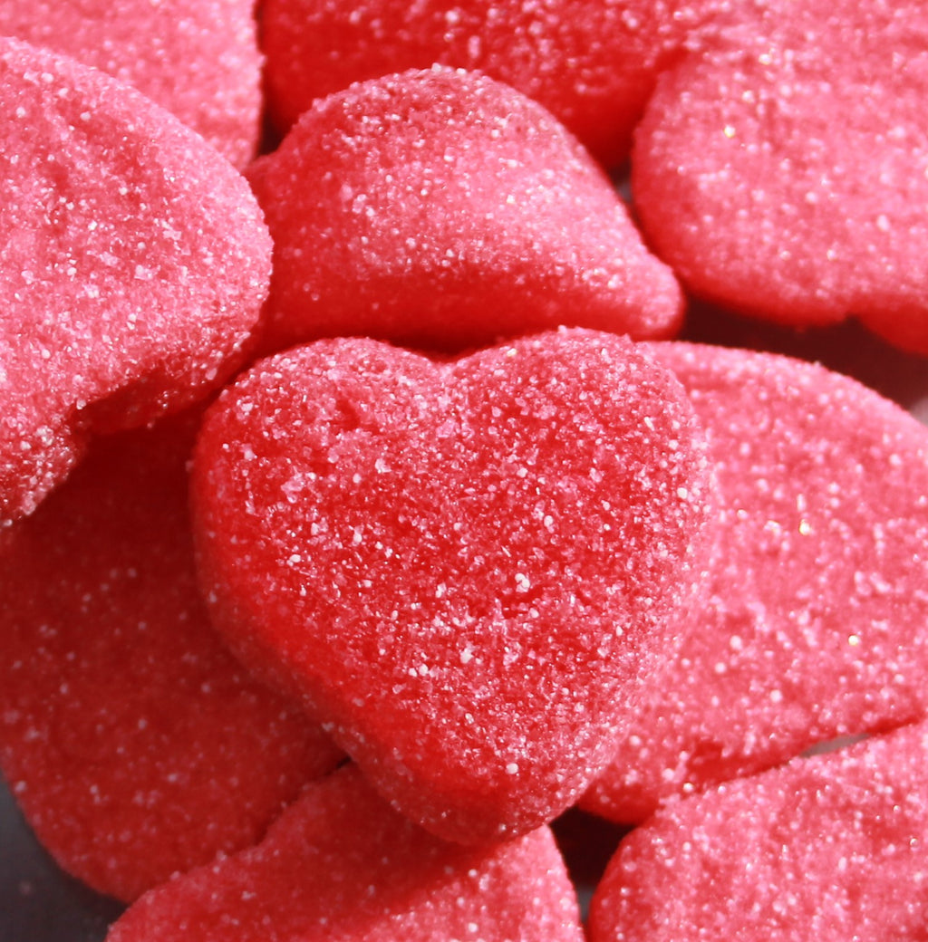 Cœur rouge fourré acide fraise